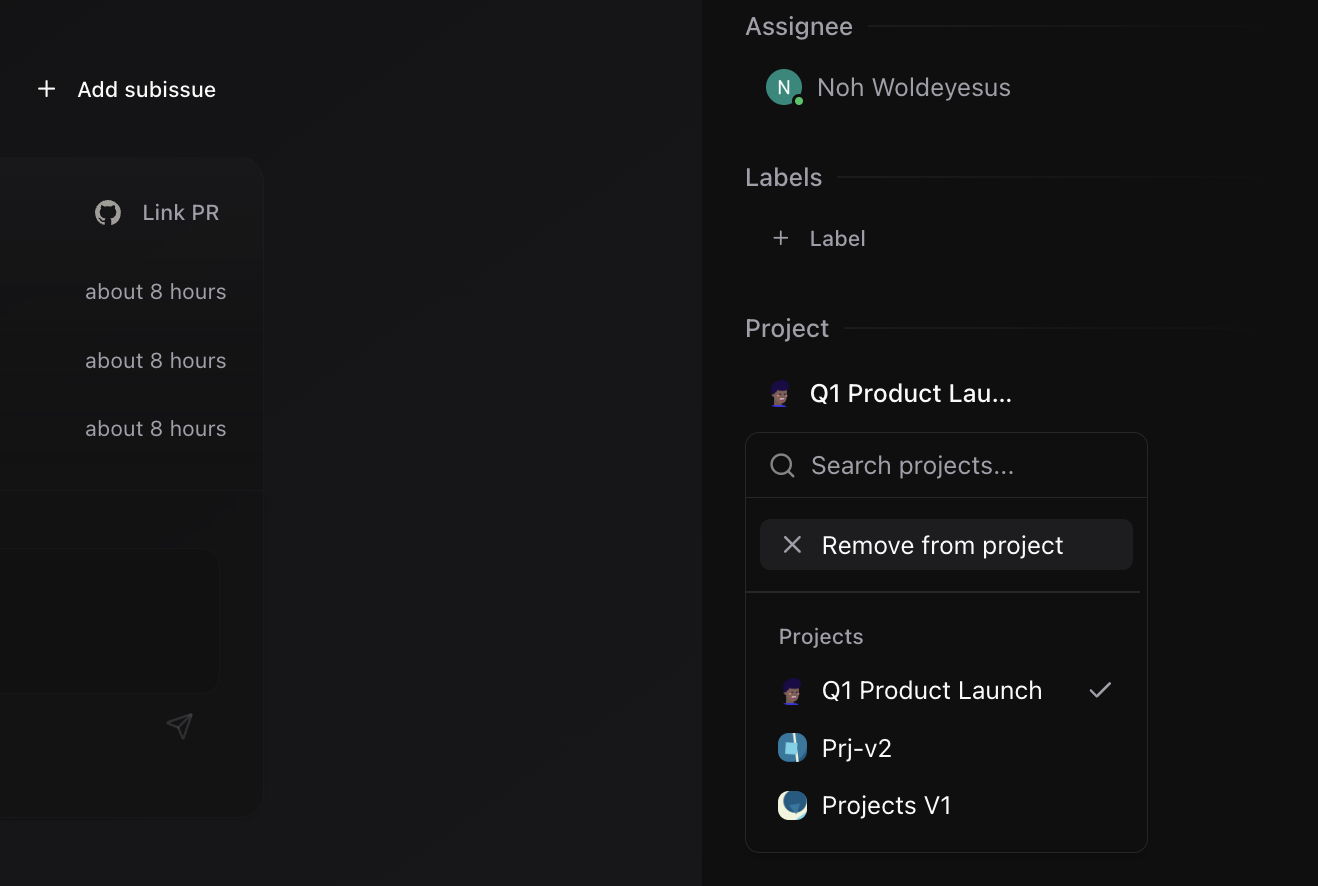 Issue showing project badge and selector